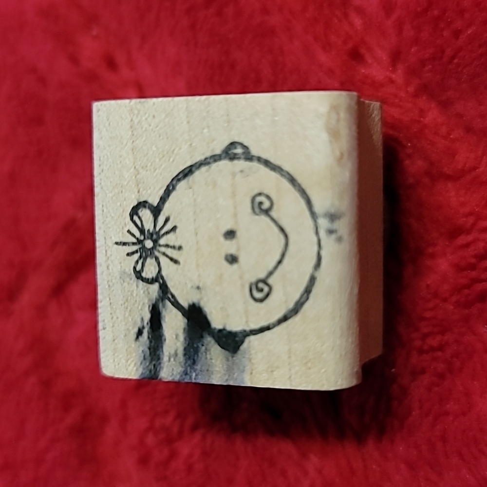 Baby Face Wooden Rubber Stamp